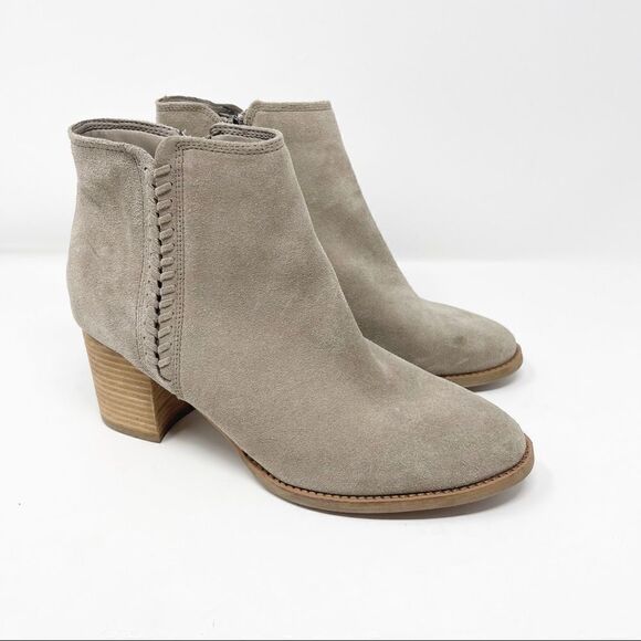 Blondo Taupe Tan Suede Block Stacked Booties 11 - Picture 1 of 10